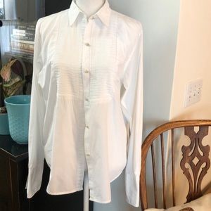 Lauren by Ralph Lauren Tuxedo Top White Cotton L